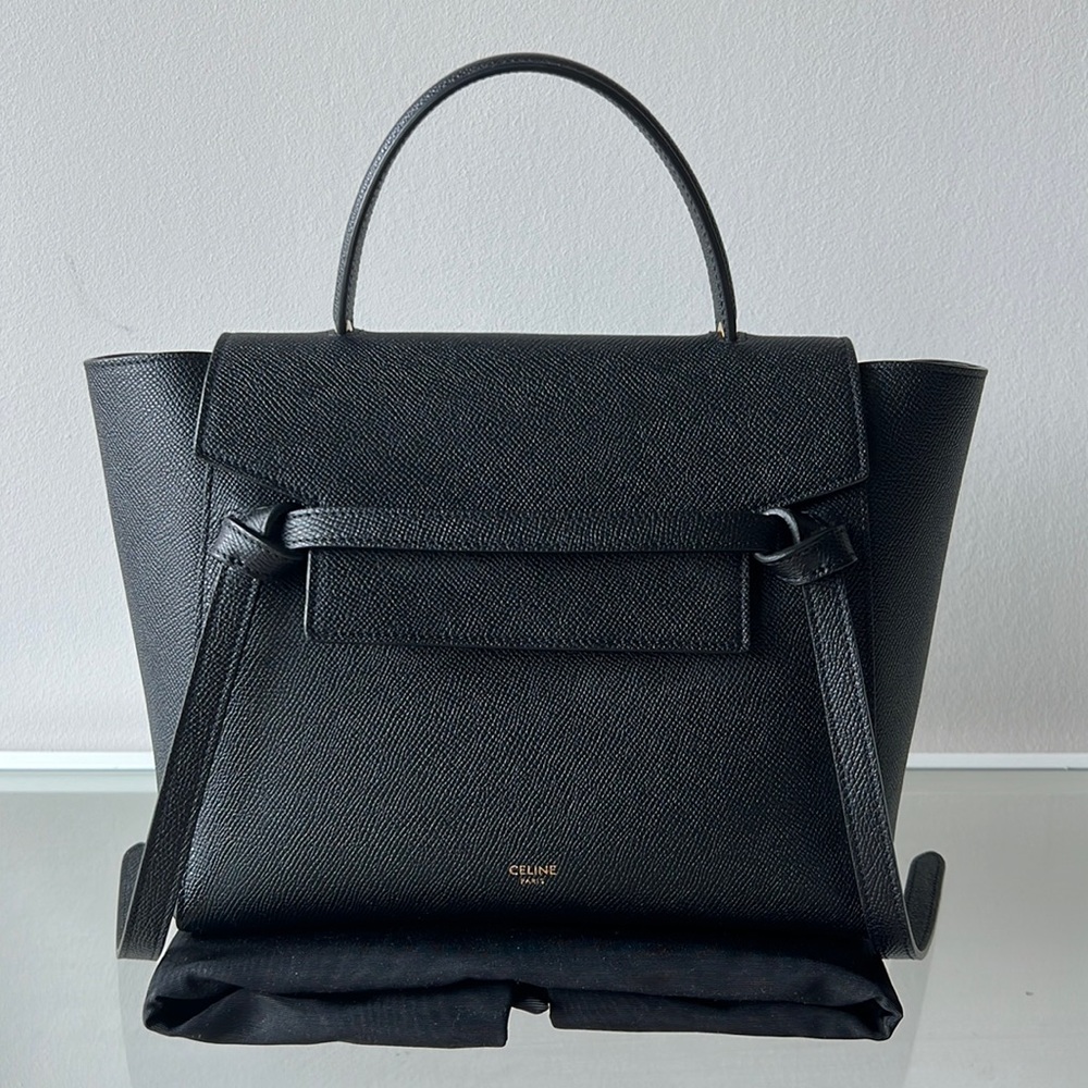 CELINE Micro Belt Bag in Grained Calfskin Black